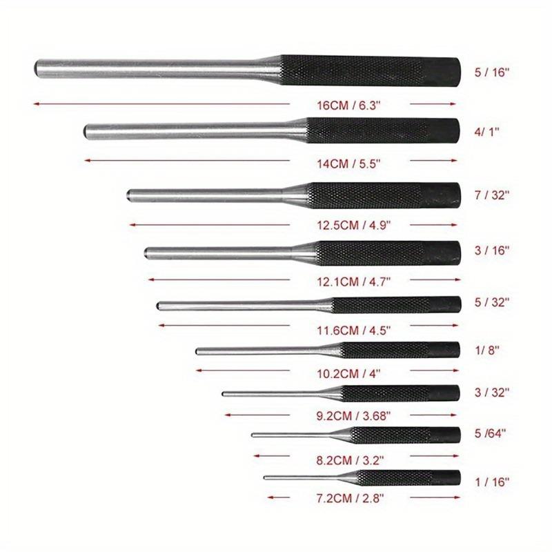 9Pcs Pin Punch + 25MM Rubber Double Sided Hammer Heavy Duty Rolling Pin Punch Set Double Sided Hammer with Retainer Gun Repair