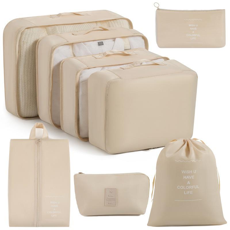 Eight-Piece Waterproof Travel Storage Bag Set for Business Trips - Large Capacity