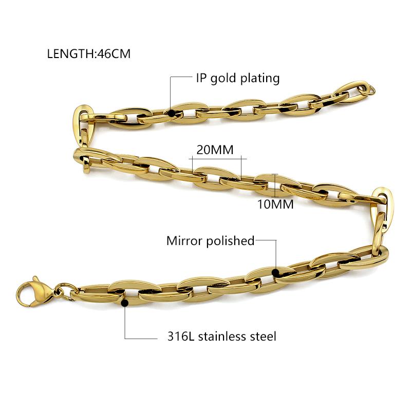 New Fashion Minimalist 18K Gold Plated Silver Stainless Steel Link Chain Necklace for Women Trendy Jewelry Wholesale