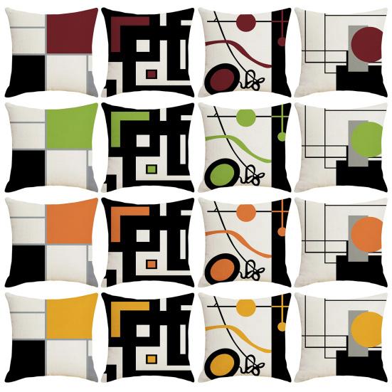 Geometric Cushion Cover, Modern Abstract Throw Pillow Cover, Decorative 18x18 Inch Washable Pillow Case for Sofa Couch Car Seat Decor