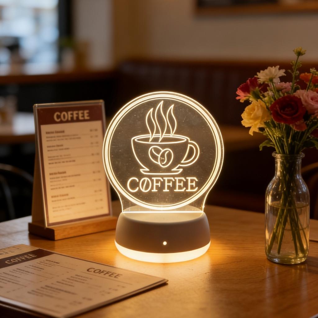 Retro coffee cup 3D night light, USB ambient desk lamp, study and bedroom decorative desk lamp, holiday gift night light.