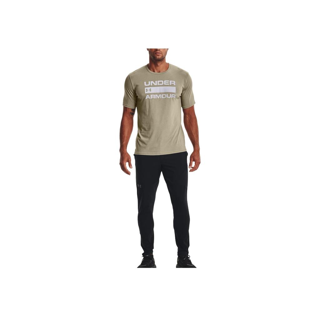 Under Armour Letter Print Crew Neck Short Sleeve T-Shirt Men Tops Khaki Gray 1329582-037