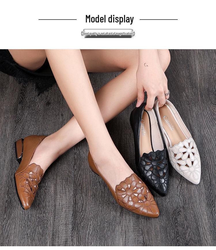 Embroidered Breathable Chunky Heel Flats - Plus Size Women's Fashion Shoes