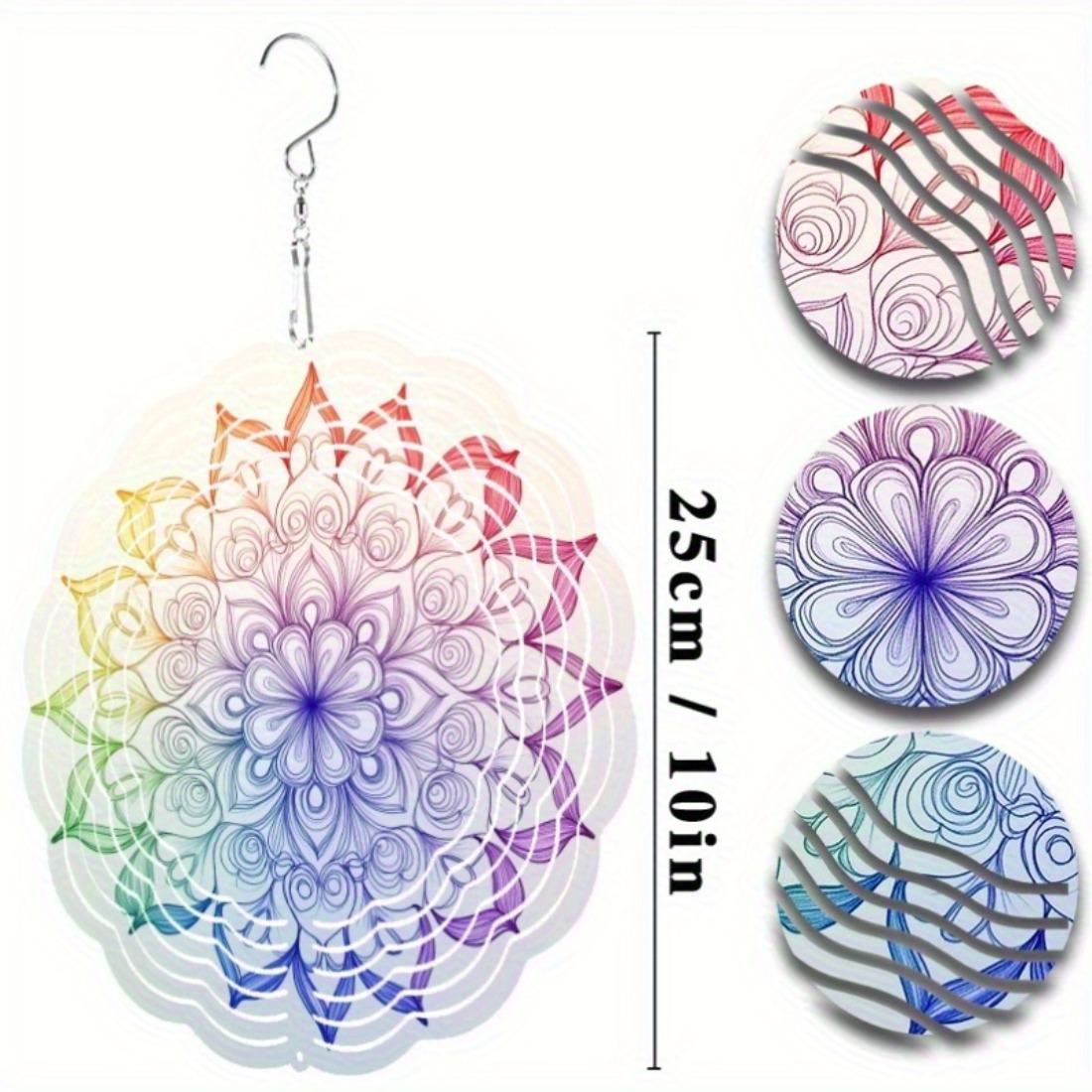 

Радужный градиент Мандала Ветряной колокольчик с крючком 360° – Яркий металлический арт-колокольчик для декора сада, патио или балкона 01A