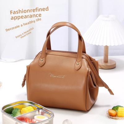 Lunchväska Lunch Aluminiumfolie Förtjockad Handhållen Bento-väska High-end Läder Isolerad Lunchväska Högt Utseende Matväska