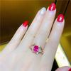 Russia 585 Purple Gold Plated Rose Gold Color Gold 18K Red Stone Ring Exquisite Fashion Personality Niche Women