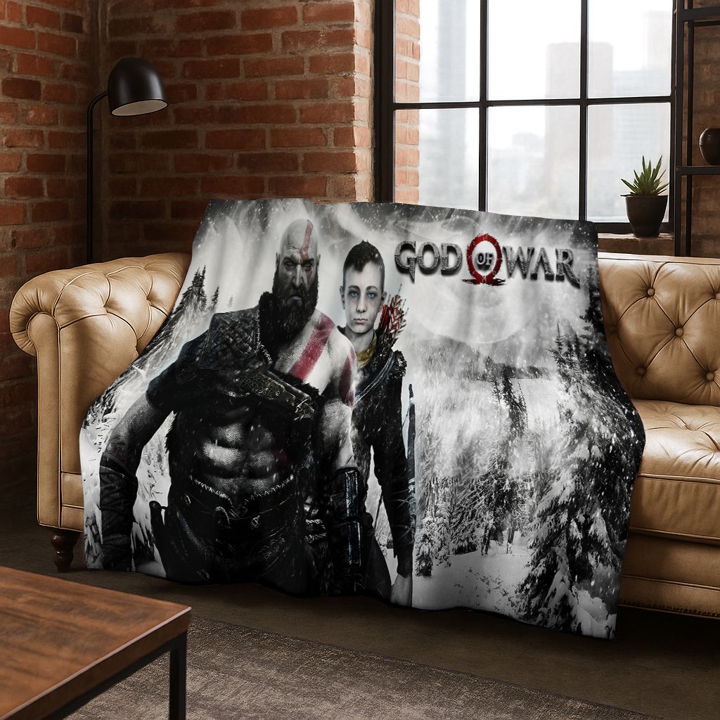 

Classics God of War Kratos 3A Game Gamer Flannel Blanket,Warm and Cozy Soft Throw Blanket for Home Bedroom Bed Sofa Kid Gift 130x150cm