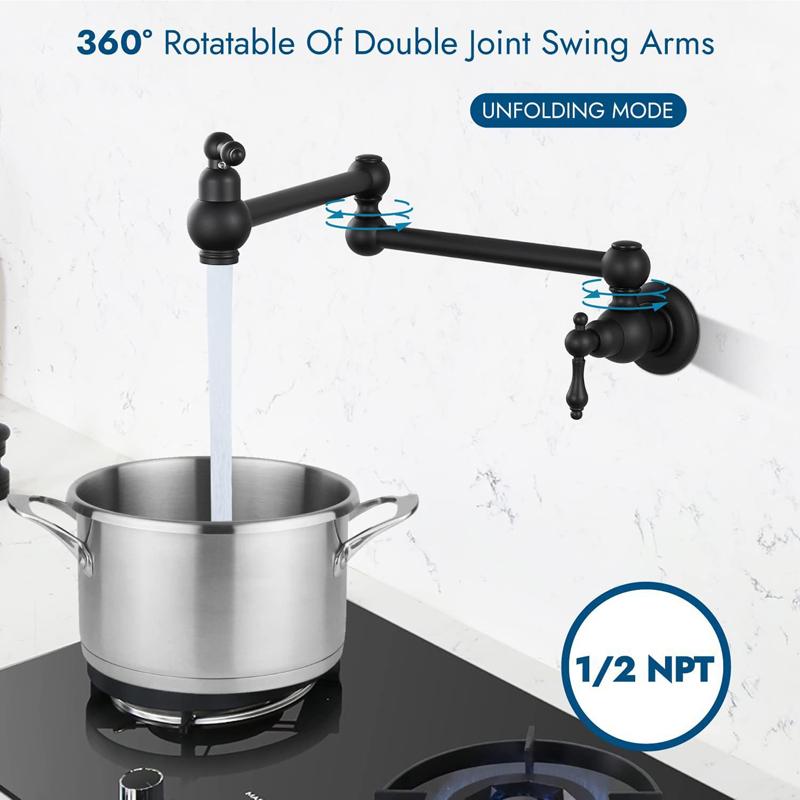 Brushed Gold Kitchen Foldable Faucet Wall Mounted Bathroom Basin Faucet Cold Water Tap Rotate Folding Spout Vanity Sink Crane