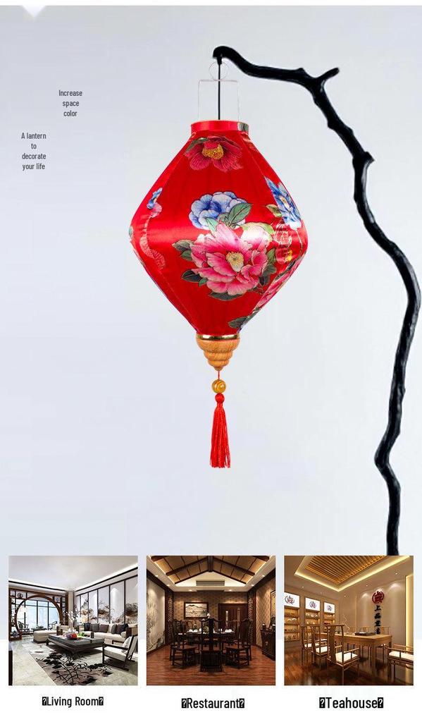 Gold-Edged Peony Palace Lantern - Chinese Style for New Year, Spring Festival, Weddings, Outdoor, or Housewarming Decor