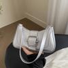 Fashion Vintage Buckle Shoulder Bag Solid Color Y2k Women's Armpit Bag Cuasal Leisure PU Leather Handbag Female
