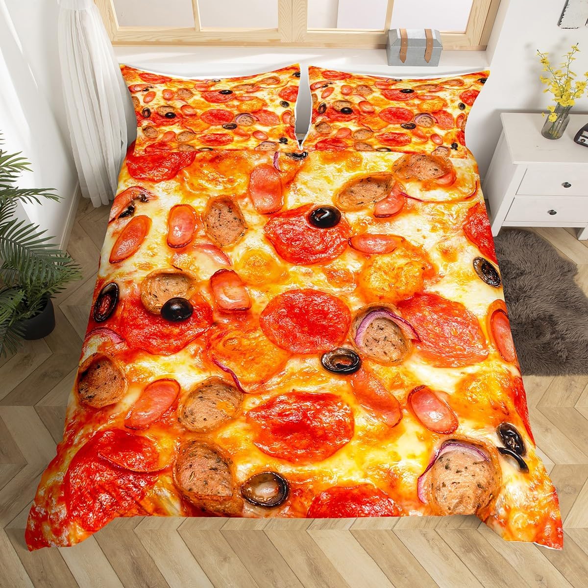 

Sushi Soft Duvet Cover Set Ful Quen,Japanese Fod Beding Set 3D Fod Themed Bedspread Cover Realistic Fod Rom Decor Comfortable Quilt Cover 100*200cm Single