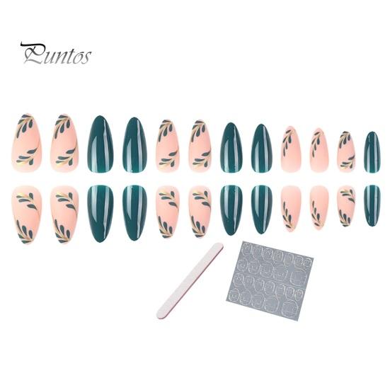 1 Set Wearable False Nails DIY Nail Art Kit with Glue & Nail File Press-on Nails Waterproof Gel Fake Nails Full Cover French Tips Artificial Nail