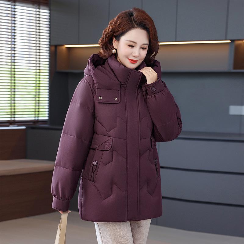 Trendy Women's Mid-Length Thickened Down Jacket - 2025 Winter Collection for Stylish Young Moms and Middle-Aged Women