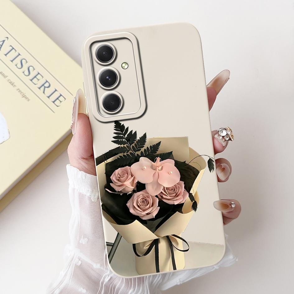 Case For Samsung Galaxy A53 A54 A55 5G Cover SM-A536B SM-A546V SM-A556B Shockproof Funda Fashion Flower Soft Silicone Matte Etui