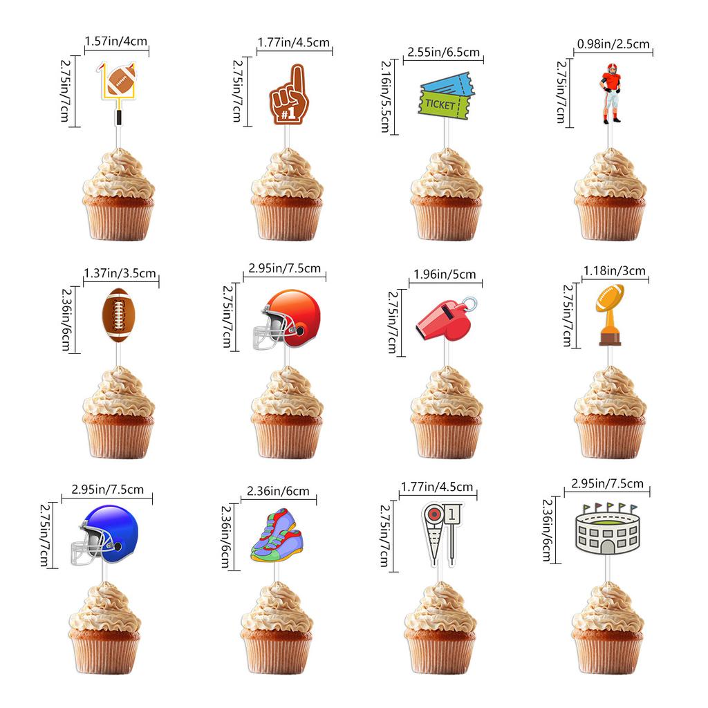 American Football Theme Party Decoration Birthday Flag Football Baseball Latte Cake Plug-In Customization