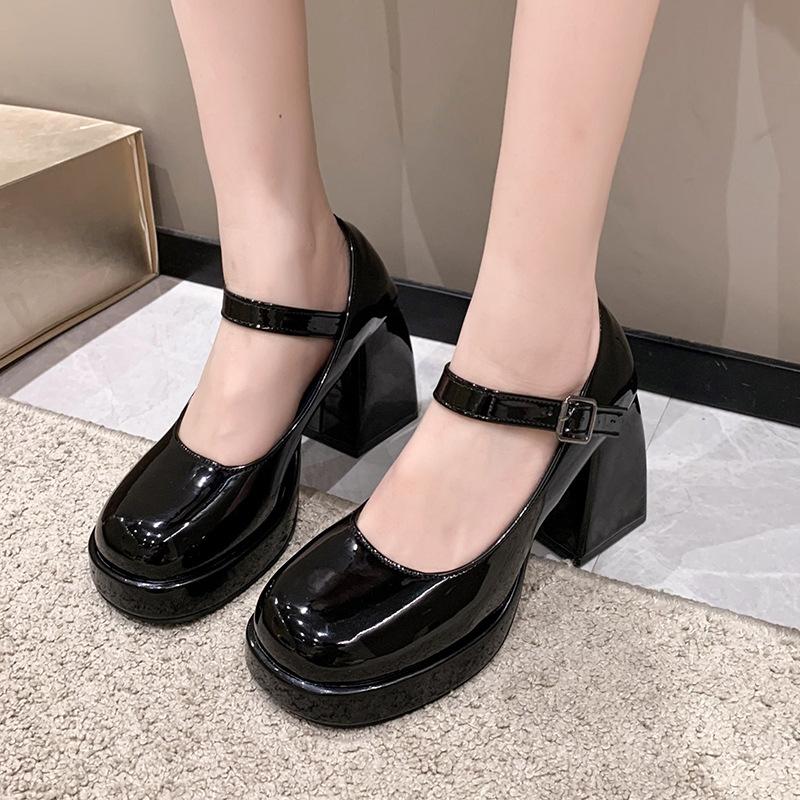 Ins~ Thick Heel Mary Jane Shoes Women's Round Head 2025 Summer Casual Japanese Soft Girl Jk Uniform Small Leather Shoes High Heels