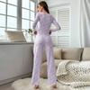 2Pcs/set Fancy Underwear Women's Homewear Lace Long-sleeved Trousers Stretch College Students Home Wearable Pajamas for Women
