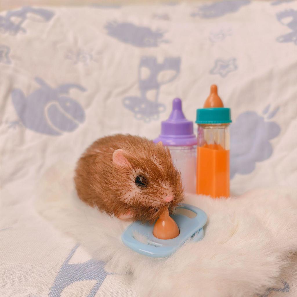 5-Inch Silicone Reborn Hamster Doll with Implanted Hair - Cute Miniature Animal in Blue Sea Theme