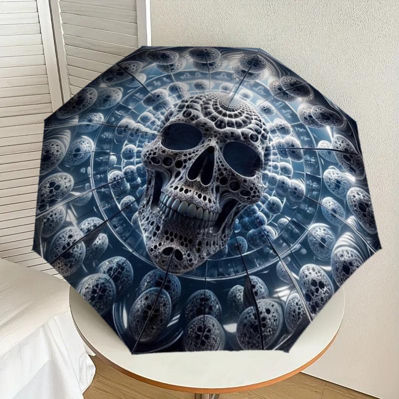 

1pc Fractal Skull Automatic Folding Umbrella - Compact 8-Rib Design,Perfect Gift for Friends & Family yy250926078
