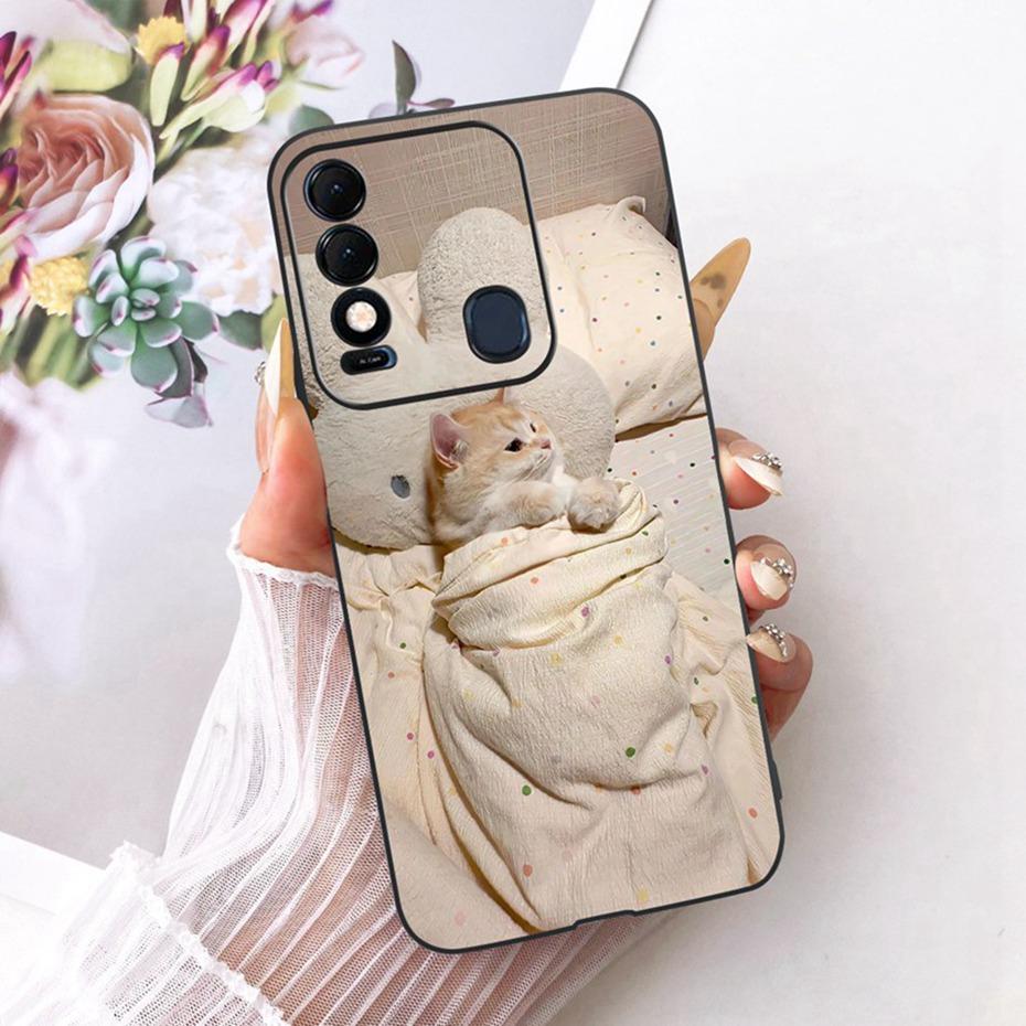 Cute Printing Phone Case For Tecno Spark 8 8T 8C Soft Black Silicone TPU Cases For Tecno Spark8 Spark8C Spark8T Covers Bumpers