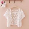 Open Front Bridal Summer Jacket Black/White Short Sleeve Cardigan Elegant Knit Vest  for Women