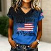 Camiseta casual de manga corta con cuello en V para mujer con estampado de letras Gráfico 250 Años de Libertad Camiseta ligera cómoda para el uso diario