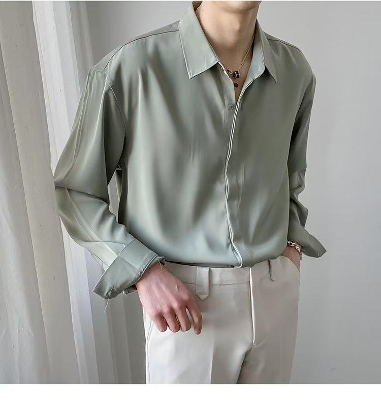 Men's Summer 2025 Lightly Mature Loose Fit Non-Iron Long Sleeve Shirt