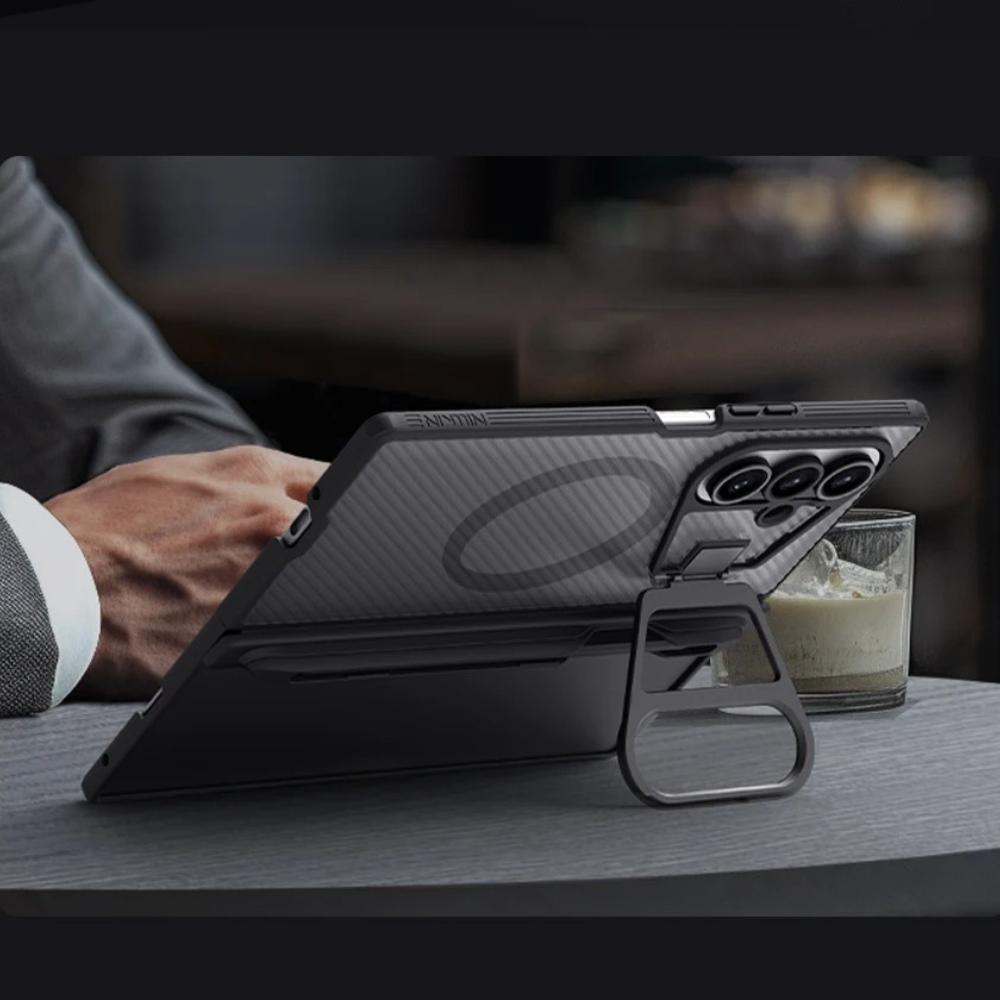 NILLKIN For Samsung Galaxy Z Fold 7 5G Case Magnetic Camshield Prop with S-Pen Case Transparency Camera Stand Cover Protection