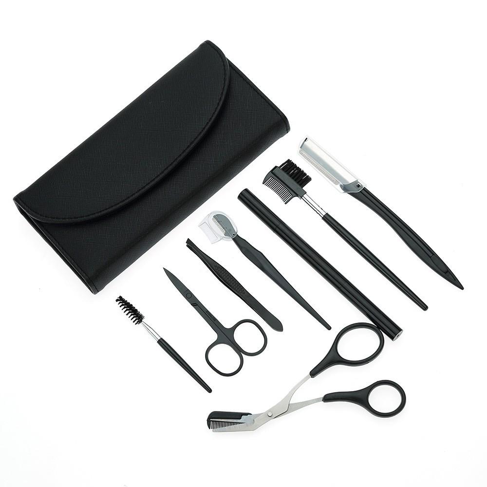 8-Piece Multi-functional Eyebrow Trimming Set with Razor - Beauty Tools for Quick Grooming