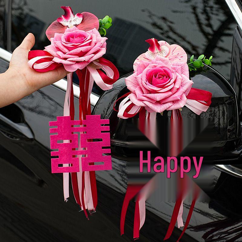 Complete Wedding Car Decoration Set: Pull Flowers & Ribbons