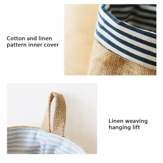 Cotton Linen Hanging Storage Bag Wall Mounted Storage Basket Small Folding Storage Bag with Handle for Keys Toys Cosmetics