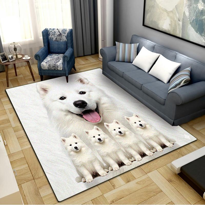 Samoyed and Shilu Carpet Rug for Living Room Bedroom Home Sofa Decoration,Kids Play Non-slip Floor Mat