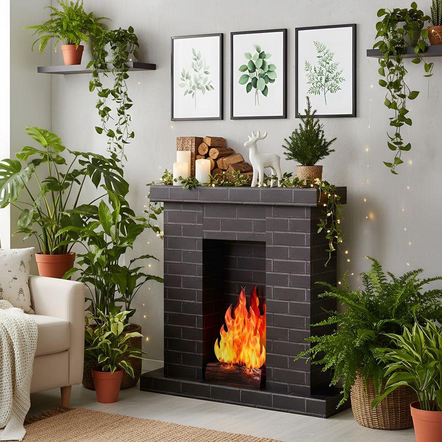 

Набор Рождественский Гофрированный Камин 35,5 x 29 x 8 Дюймов Картонный Камин с 3D Реквизитом Пламени Огня 3D Картонный Вырез в Натуральную Величину чёрный