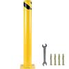 Safety Bollard 48"x5.5", Safety Barrier Bollard 5-1/2" OD 48" Height, Yellow Powder Coat Pipe Steel Safety Barrier, with 4 Free Anchor Bolts, for