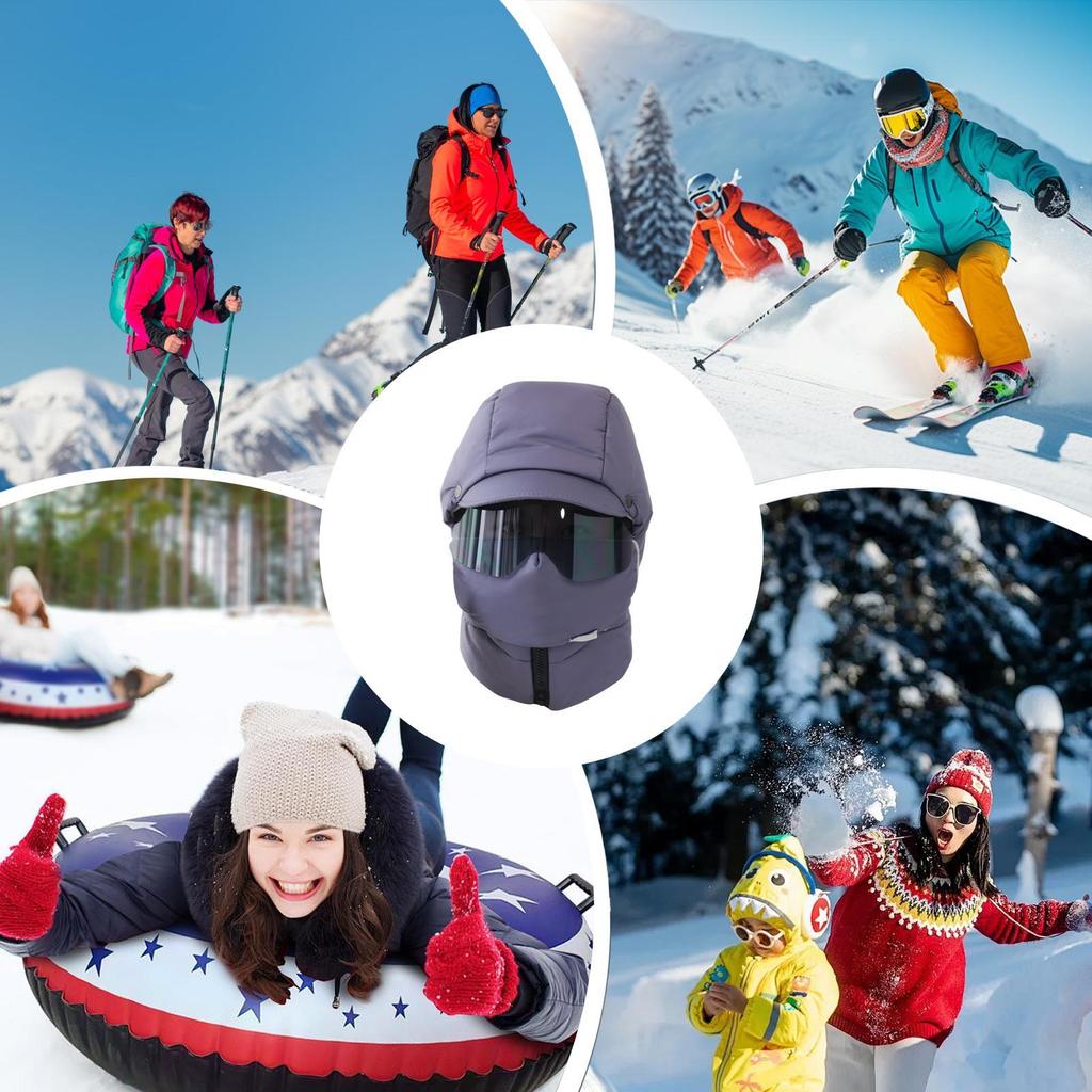 Bomber Hat 4-in-1 Warm Hat Russian Cap With Hood Earflap Goggles For Men Women Winter Cold Weather Cycling Christmas