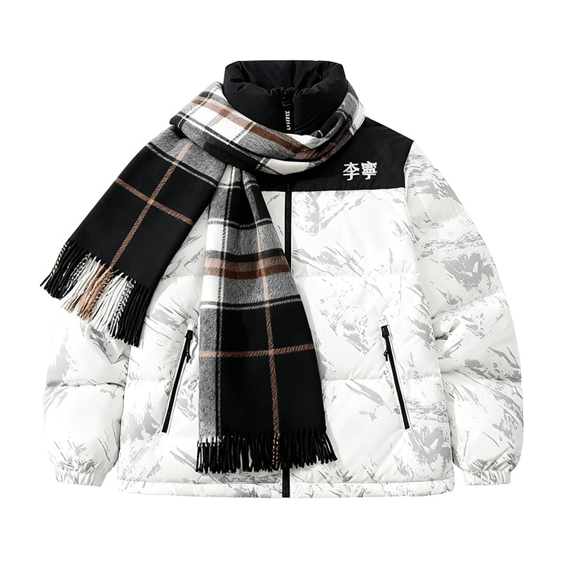 Li Ning Down Jacket Unisex Black White Ice Crackle AYMU601-2
