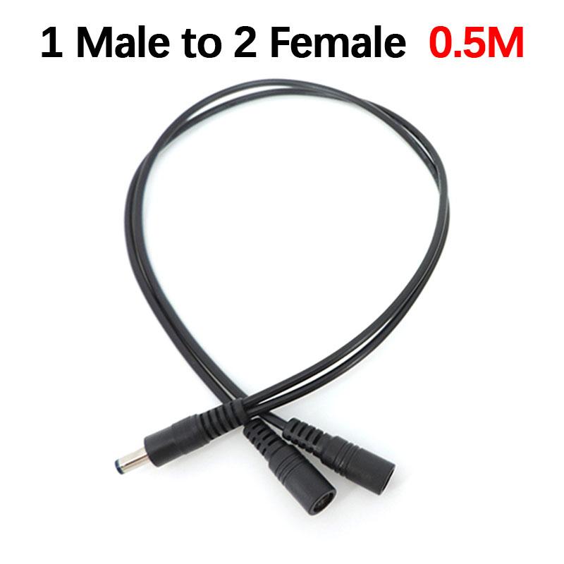 30cm DC 1 Male Female To 2 Way Male Female Power Supply Jack Splitter 5.5x2.1mm Supply Angel Cable for Strip Light 18/24awg Cord