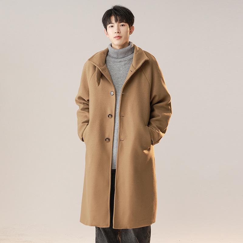 Men's 2025 Trendy Mid-Length Woolen Trench Coat: Stylish, Versatile & Casual.