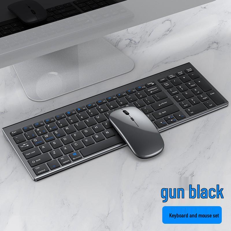 Rechargeable Silent Wireless Bluetooth Keyboard & Mouse Set for iPad, Laptop, and Desktop.