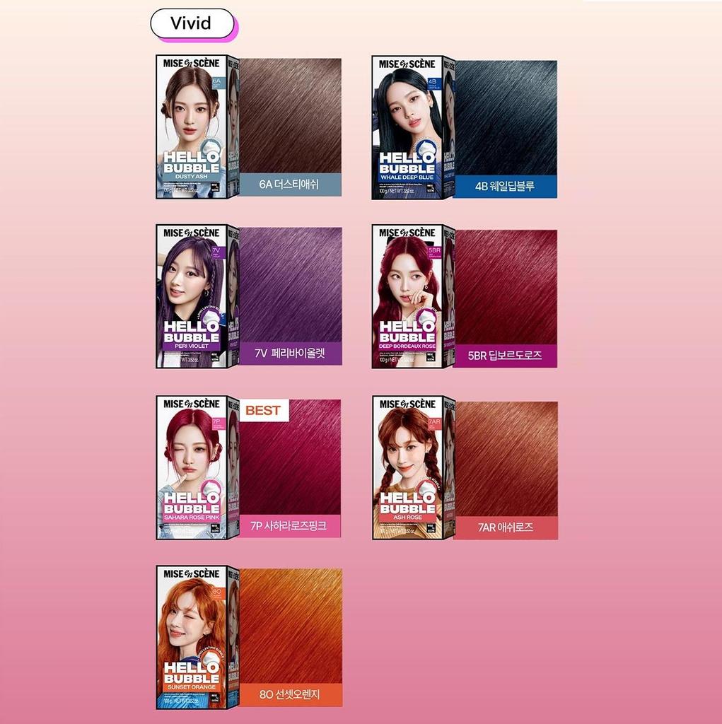 MISE En SCÈNE Hello Bubble Foam Hair 21 Color 100g with AESPA + Optional Self Hair Dye Kit