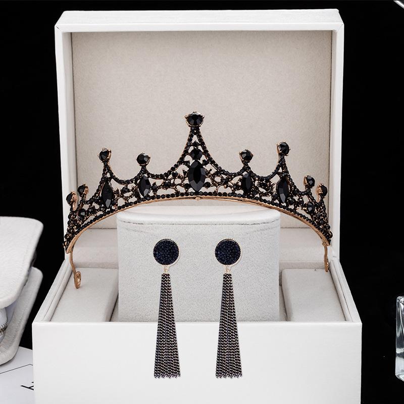 Black Retro Crown Headdress 18th Birthday Adult Ceremony Bride Photo Crown Photo Props
