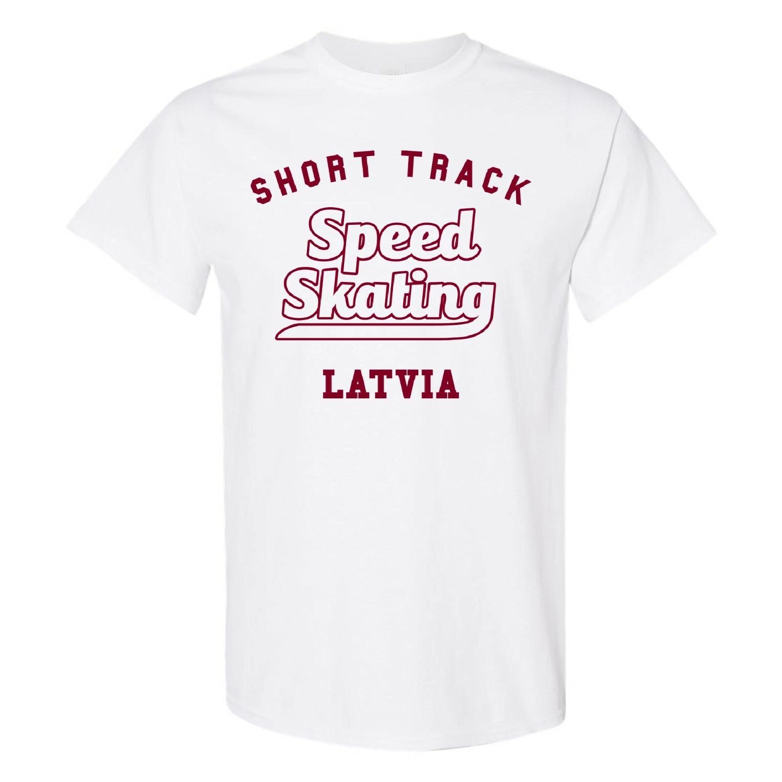 Шорт-трек Латвия - Зимняя футболка - Белая 2XL