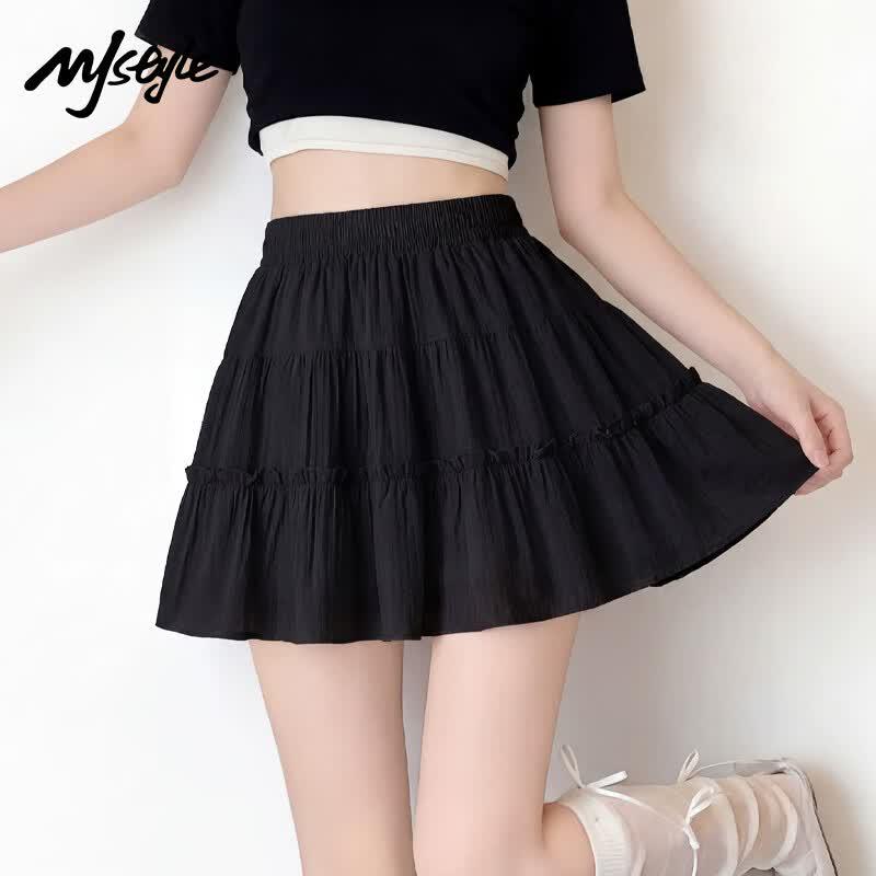 MJ STYLE Women s Tiered A-line Mini Skirt S чёрный