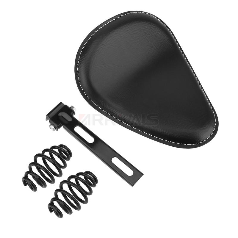 Motorrad Leder Sattel Sitz Retro Schwarzes Leder Einzelsitz für Harley Custom Chopper Bobber Honda Yamaha Kawasaki Suzuki