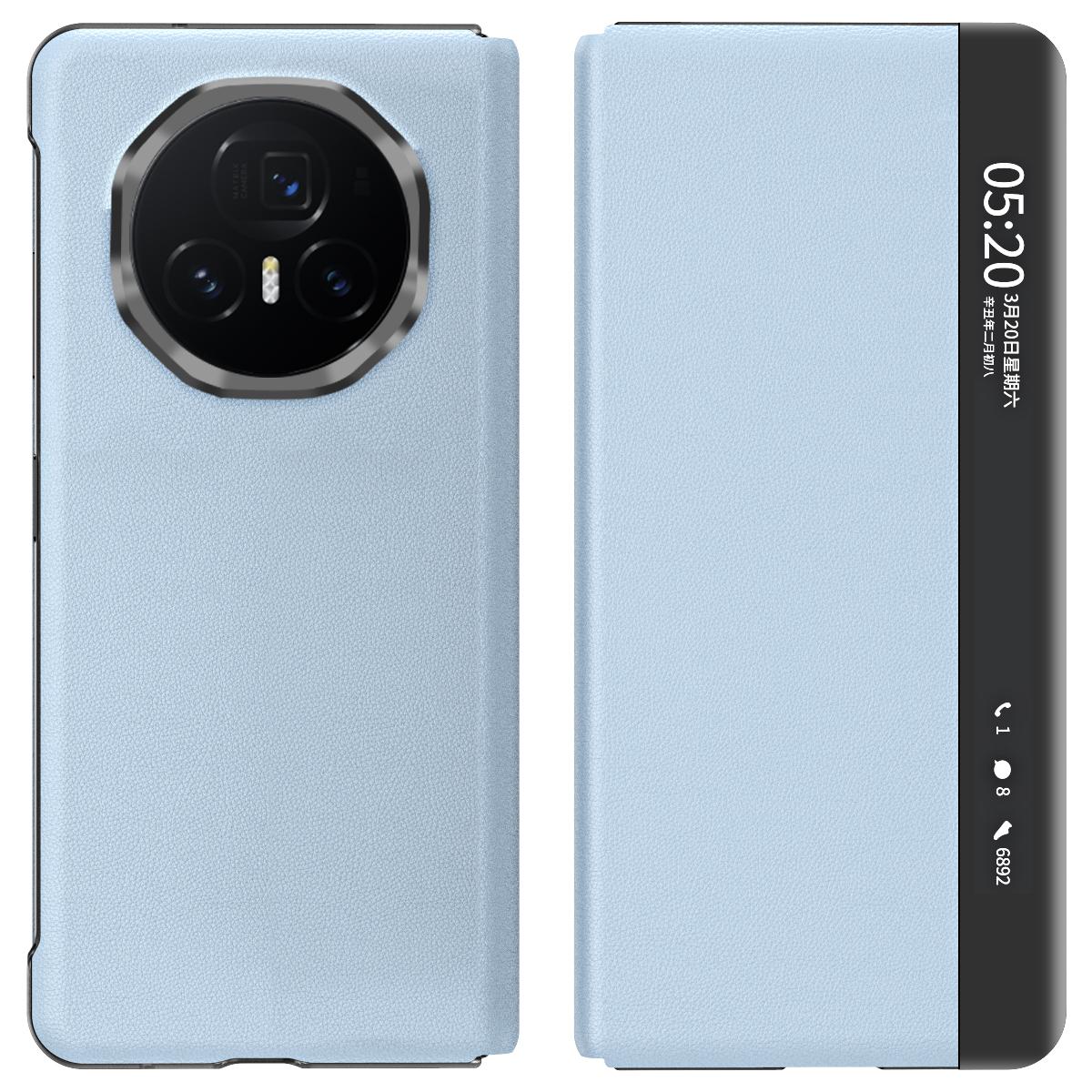 

Чехол для Honor Magic V3 5G с окошком для просмотра, подставка из ПУ кожи, чехол для смартфона Blue