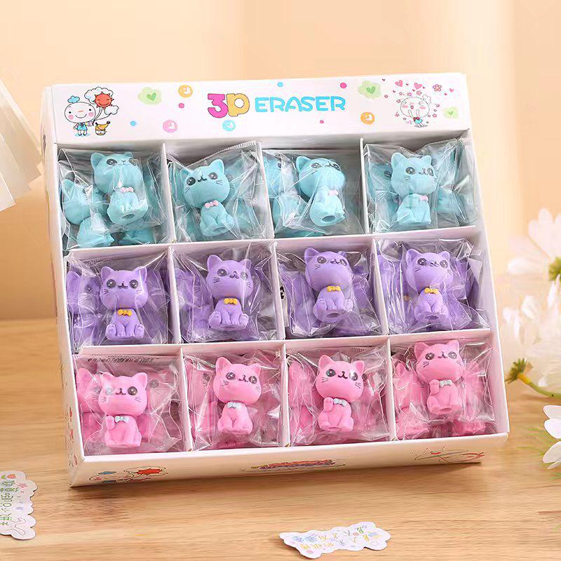 Cute Cartoon Cat Eraser - Perfect Student Gift & Study Supplies Reward