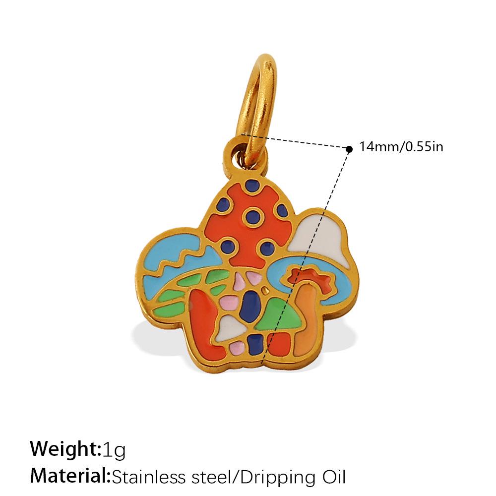 Adorable Multi-Shape Mushroom Pendant with Colorful Drip Oil Design
