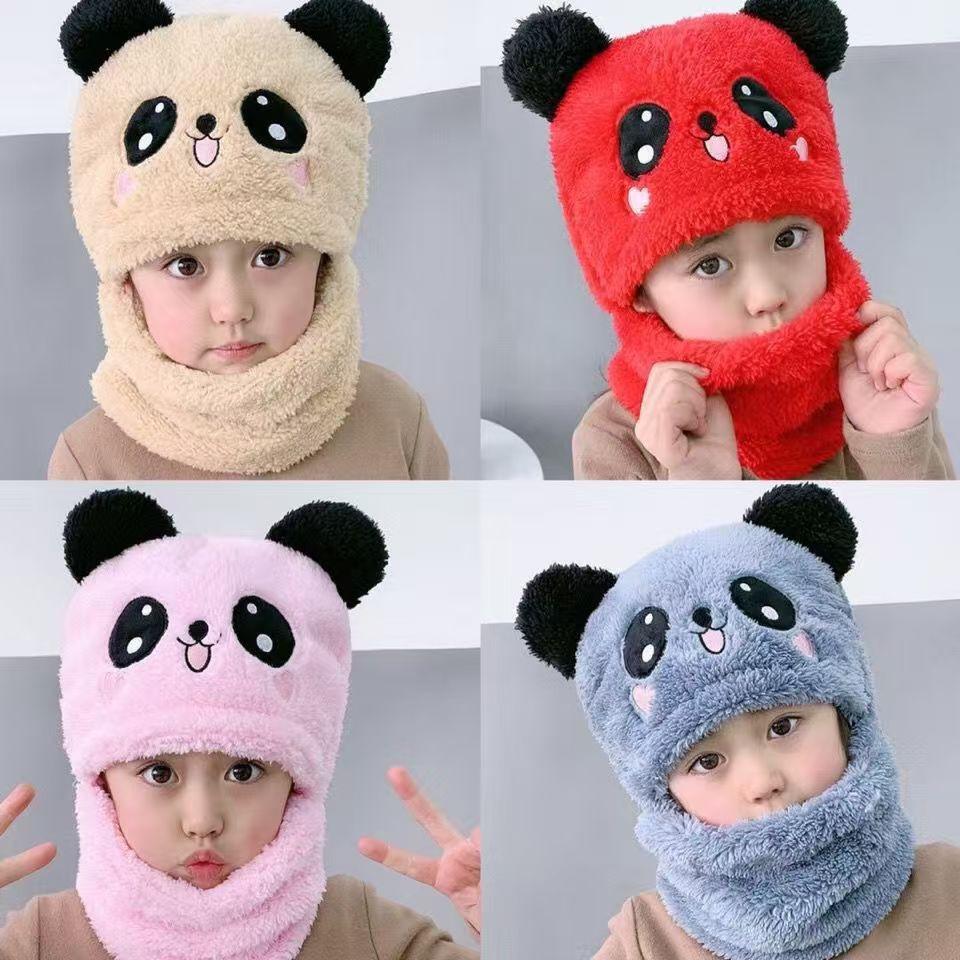 Children's hat for boys and girls, new autumn and winter model, cute, thickened, warm, with integrated neck warmer, face-covering and ear-protecting