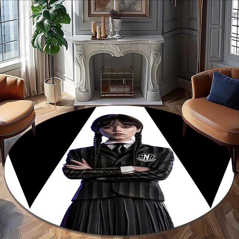 1pc Addams Family Wednesday2 Print Round Carpet Chair Round Carpet Suitable for Bedroom Living Room Home Decorative Carpet