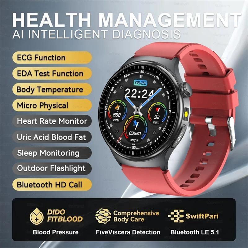 2026 New ECG Organs Smart Watch Viscera Monitor Clock Men Blood Lipids Uric Acid Body Analysis BP Flashlight Bluetooth Call Sport Smartwatch